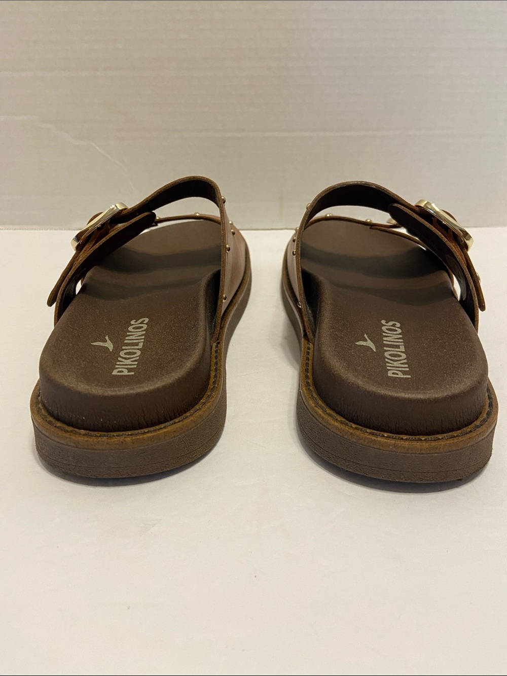 Pikolinos Aitana Brandy leather flat sandals, buckle rivet detail Size 7.5 / 8 - Picture 8 of 13